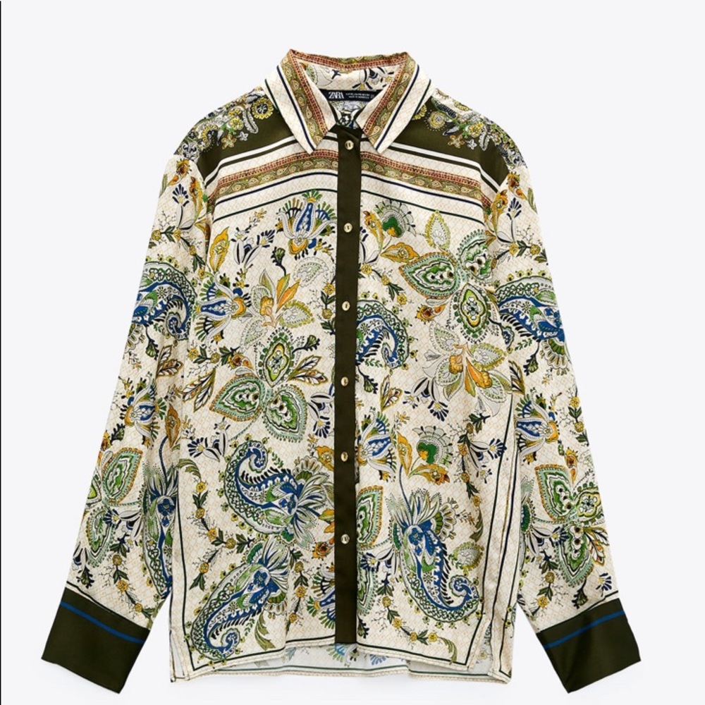 NEW Zara Paisley Print Satin Top - Great for Fall Fashion